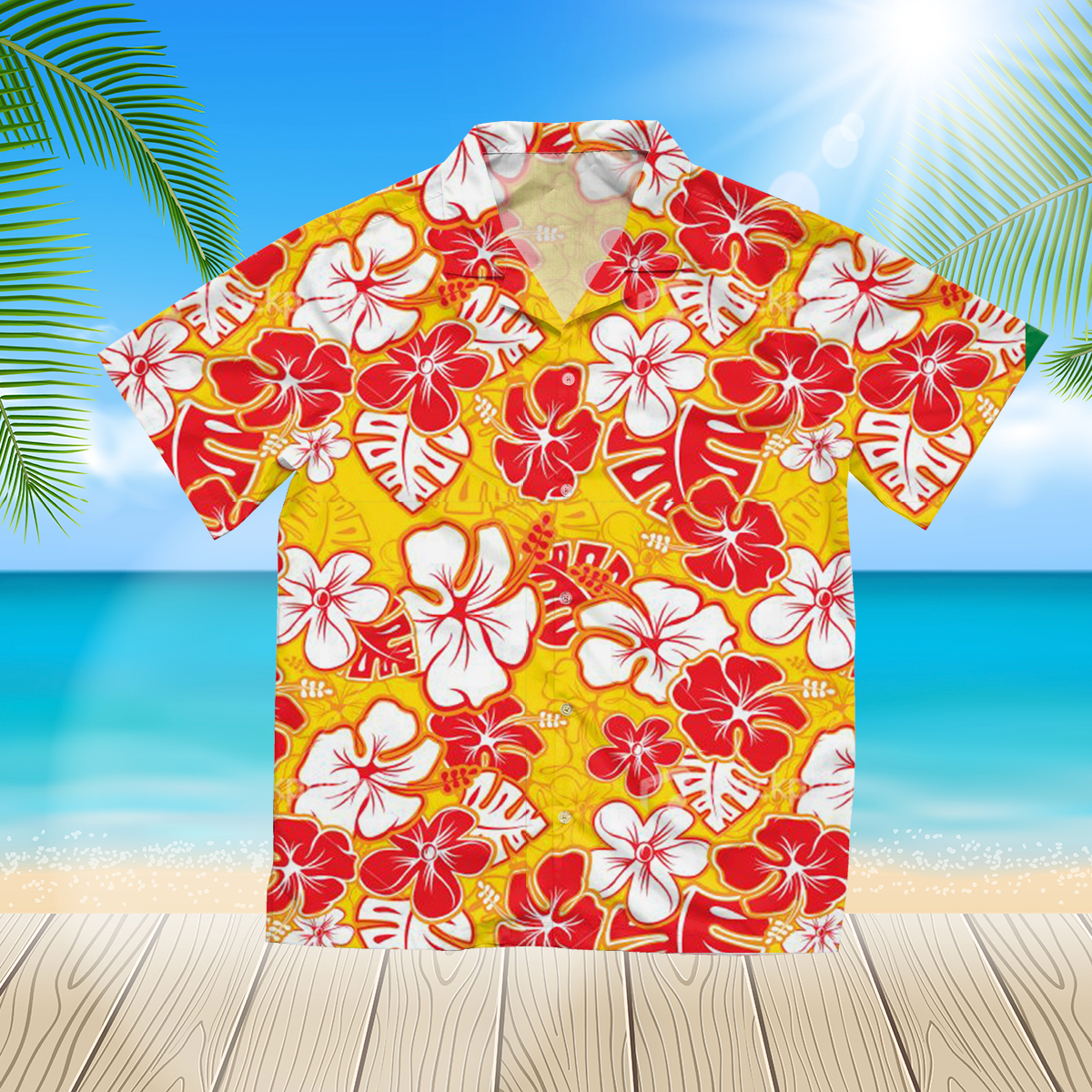 Tileable Seamless Hawaiian Pattern Red 3d hawaii shirt