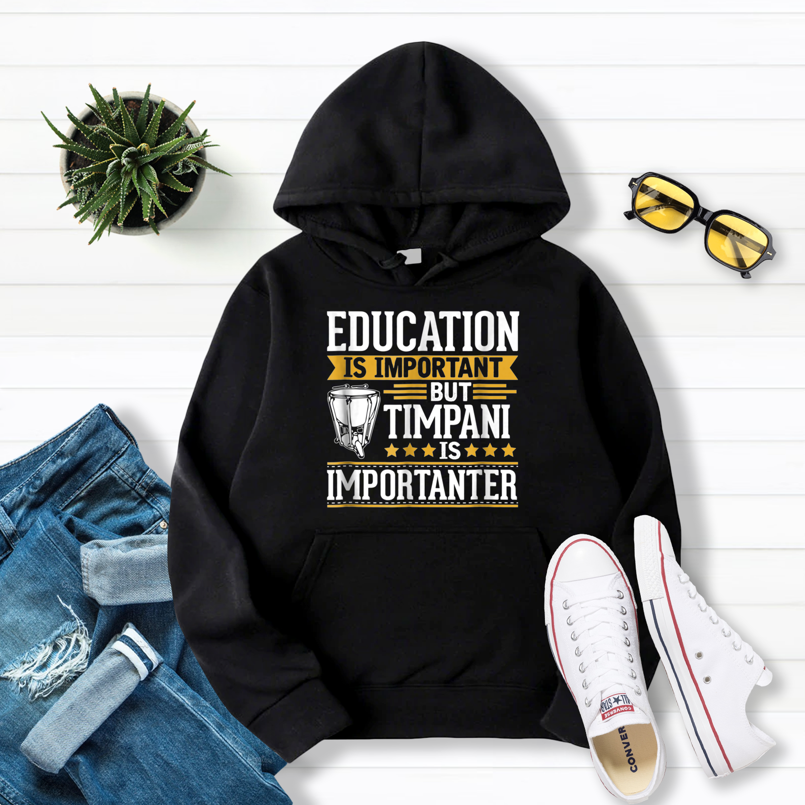 Timpani Is Importanter Than Education V1 Pullover Hoodie Black S-5XL