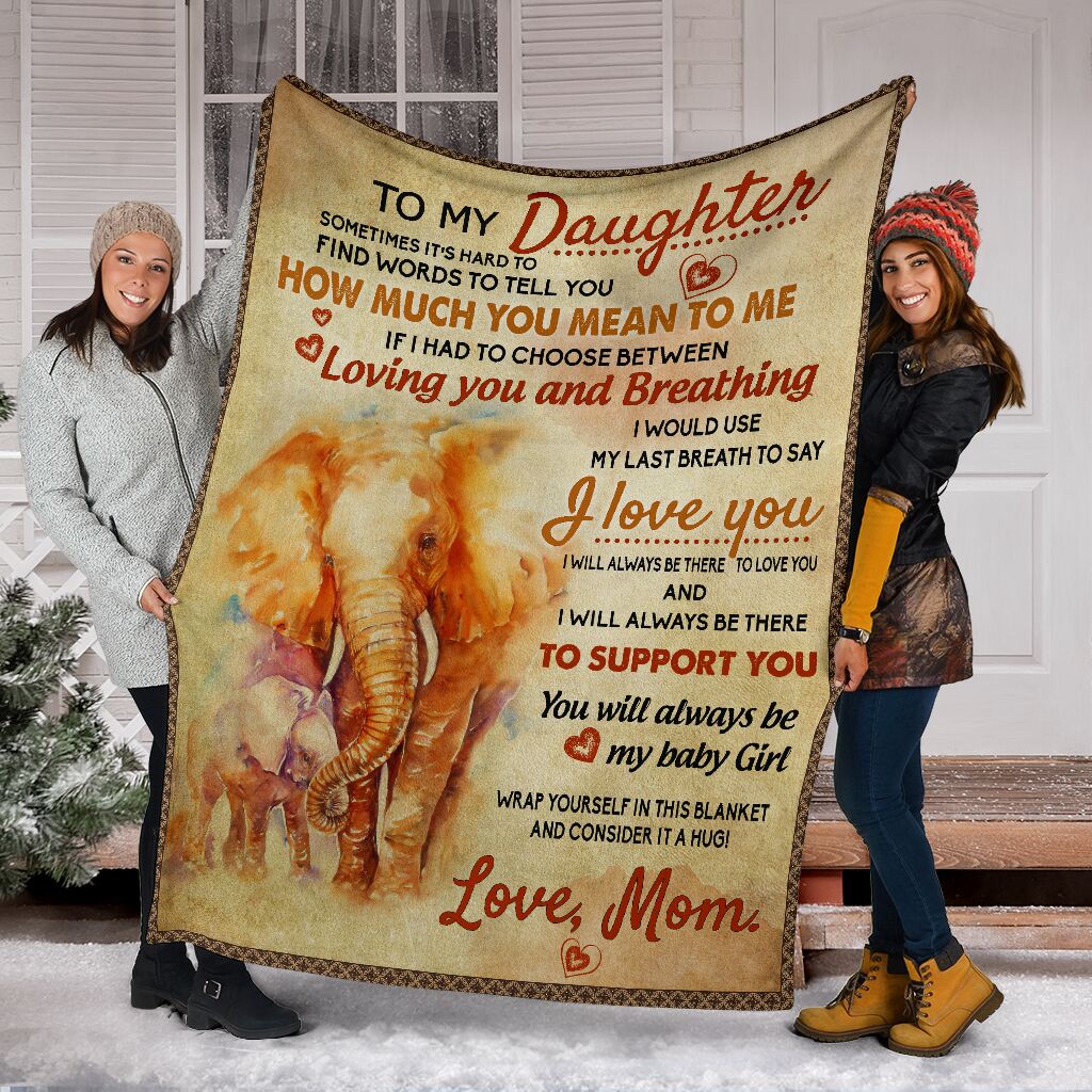 To Daughter Elephant Fleece Blanket