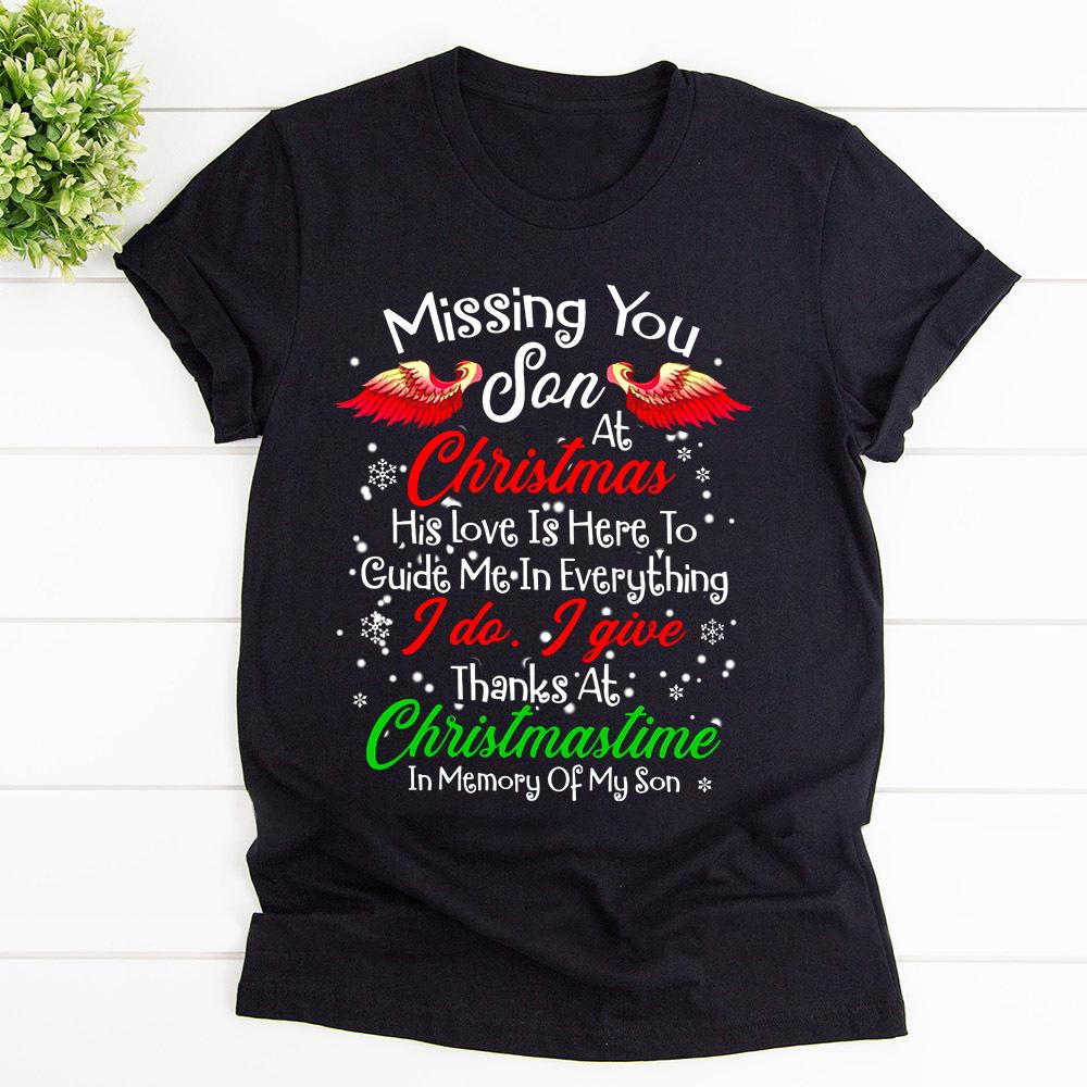 Wings son at christmas happy christmas missing you in memory of my son T Shirt Black Unisex S-6XL