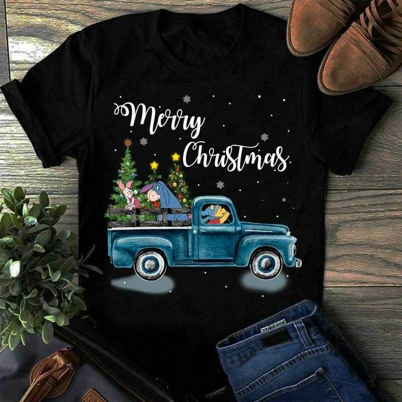 Winnie The Pooh Tiglet Eeyore On Car Best Gift Unisex Tee T Shirt Black Gift for Christmas