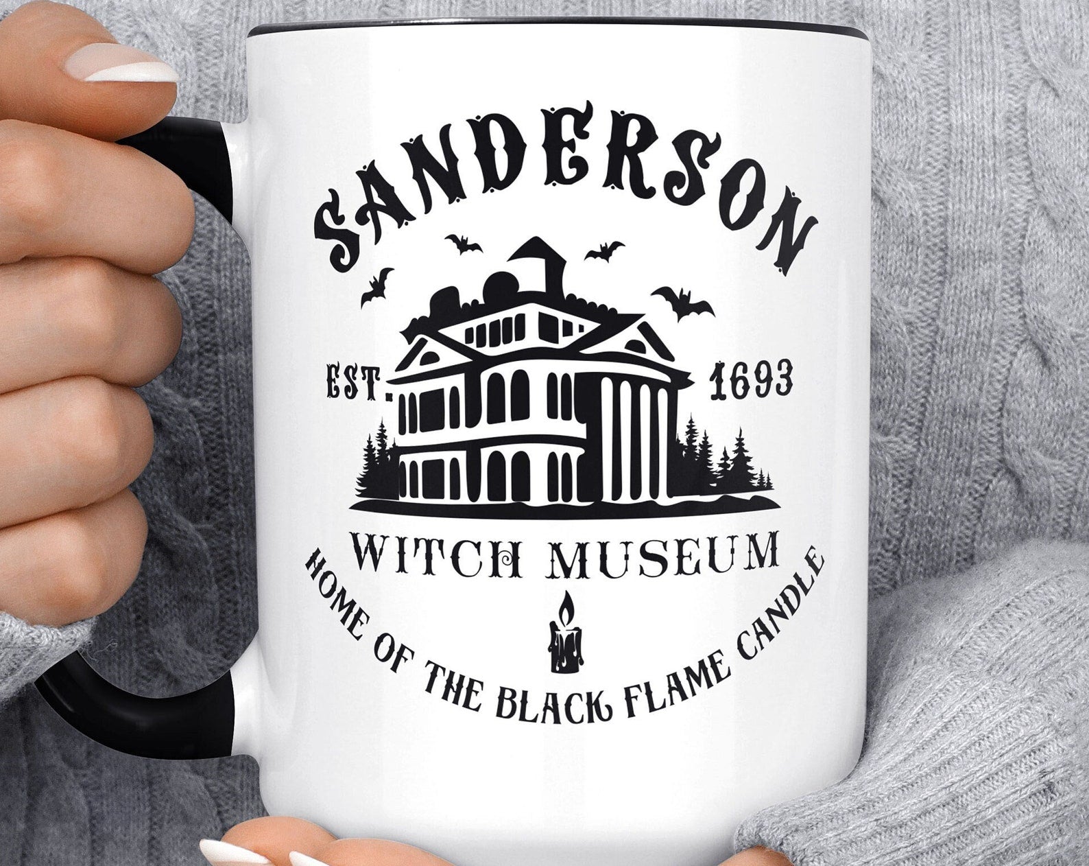 Witch Museum Hocus Pocus Sanderson Black Flame Candle Funny Happy Halloween Gift For Friend Gift For Her Inner Color Accent Mug 11oz Coffee Tea Cup