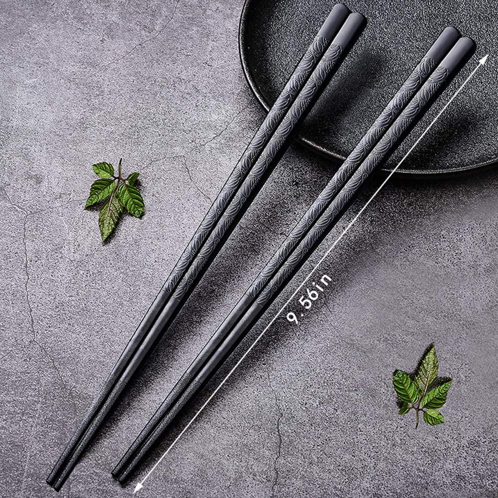 Fiberglass Chopsticks 5 Pairs Top Grade Dishwasher Safe Reusable Chopsticks Black Chopsticks